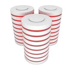 Futuristic server hard disk and database block or battery cell. 3d render isolated on white. Web Hosting or cloud computing concept.