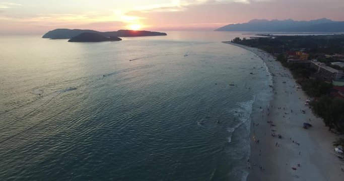 aerial of people at langkawi beach