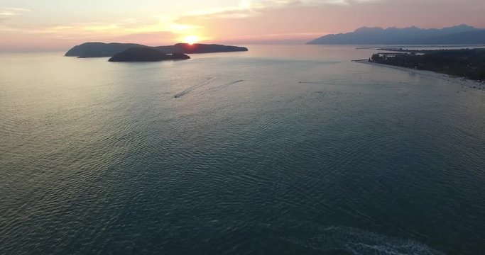 aerial of people at langkawi beach