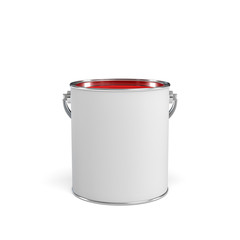 3d rendering of a paint bucket full of red paint