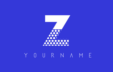 Z Dotted Letter Logo Design with Blue Background.