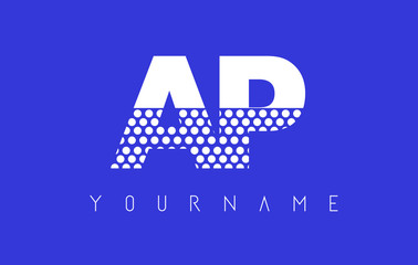 Obraz premium AP A P Dotted Letter Logo Design with Blue Background.