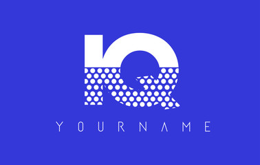 IQ I Q Dotted Letter Logo Design with Blue Background.