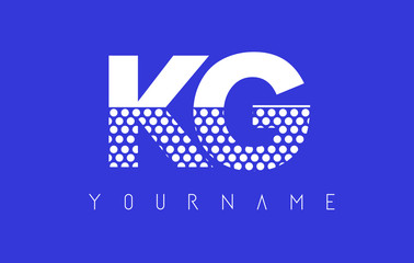 KG K G Dotted Letter Logo Design with Blue Background.