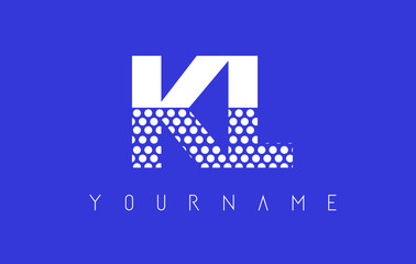 Obraz premium KL K L Dotted Letter Logo Design with Blue Background.