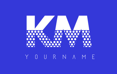 Fototapeta premium KM K M Dotted Letter Logo Design with Blue Background.