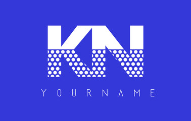 Fototapeta premium KN K N Dotted Letter Logo Design with Blue Background.