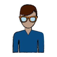 hipster man wearing glasses icon over white background colorful design vector illustration