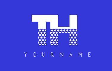 TH T H Dotted Letter Logo Design with Blue Background.