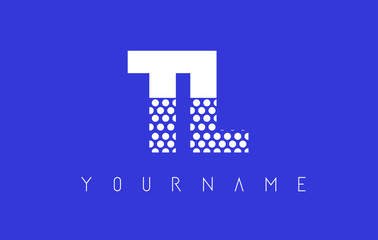 TL T L Dotted Letter Logo Design with Blue Background.