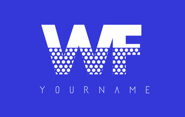 WF W F Dotted Letter Logo Design with Blue Background.