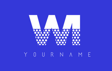 WI W I Dotted Letter Logo Design with Blue Background.