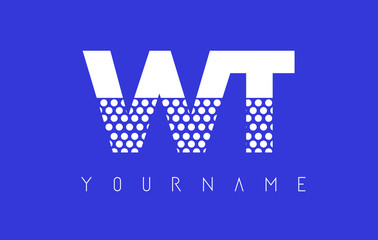 Fototapeta premium WT W T Dotted Letter Logo Design with Blue Background.