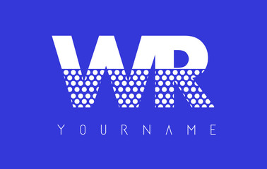 Fototapeta premium WR W R Dotted Letter Logo Design with Blue Background.