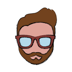 hipster man wearing glasses icon over white background colorful design vector illustration