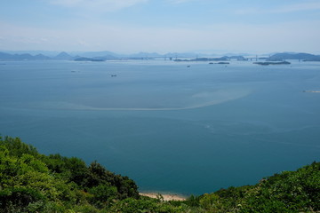 玉野・王子が岳パラグライダーフライト場からの眺望（瀬戸大橋）
