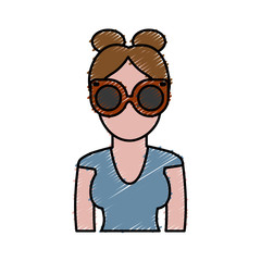 hipster woman wearing glasses icon over white background colorful design vector illustration