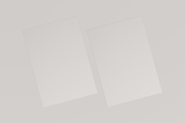 Two blank white flyers mockup on white background
