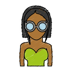 hipster woman wearing glasses icon over white background colorful design vector illustration