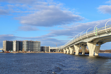 Views of the highway and residential houses in St. Petersburg