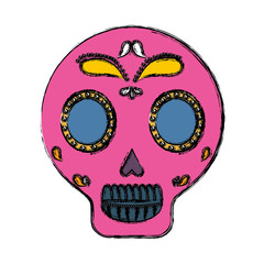 mexican skull icon over white background colorful design vector illustration