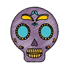 mexican skull icon over white background colorful design vector illustration