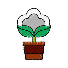 beautiful flower in a pot icon over white background colorful design vector illustration