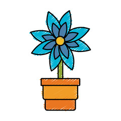 beautiful flower in a pot icon over white background colorful design vector illustration