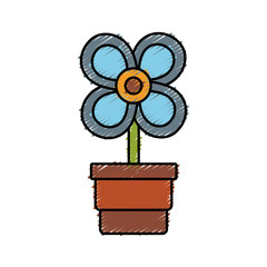beautiful flower in a pot icon over white background colorful design vector illustration