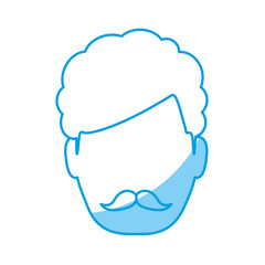 avatar Man face with mustache icon over white background vector illustration