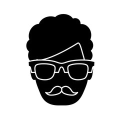 hipster man with glasses icon over white background vector illustration