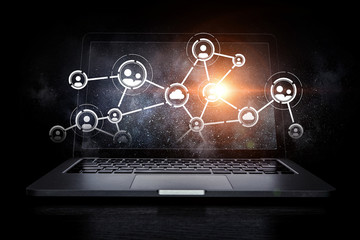 Social connection and networking. Mixed media