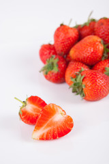 Strawberries berry close up on white background