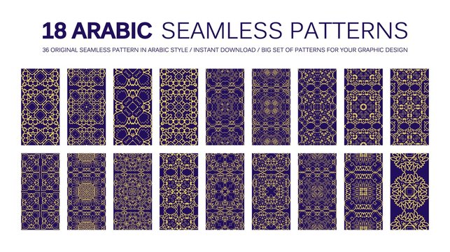 18 Modern Line Vector Traditional Arabic Pattern