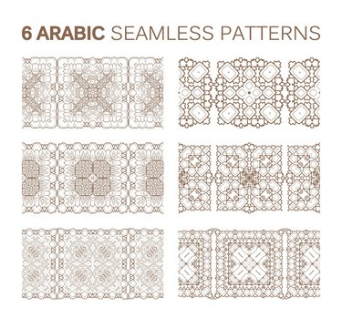 6 Modern line vector traditional arabic pattern