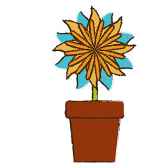 flower in a pot icon over white background colorful design vector illustration