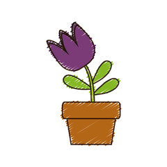 flower in a pot icon over white background colorful design vector illustration