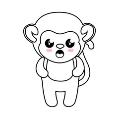 Monkey kawaii cartoon icon vector illustration graphic design