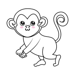 Monkey kawaii cartoon icon vector illustration graphic design