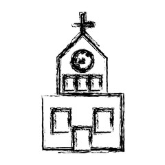 church building icon over white background vector illustration