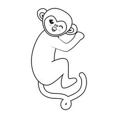 Monkey kawaii cartoon icon vector illustration graphic design
