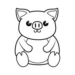Pig kawaii cartoon icon vector illustration graphic design