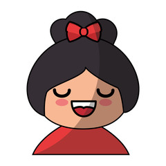 Cute japanese girl cartoon icon vector illustration graphic design