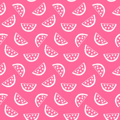 Watermelons seamless pattern on bright pink background