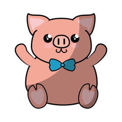 Pig kawaii cartoon icon vector illustration graphic design