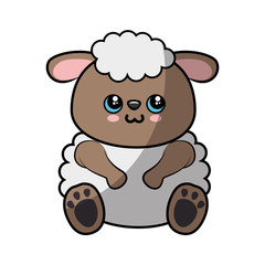 Sheep kawaii cartoon icon vector illustration graphic design