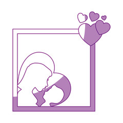 Mom with baby silhouette icon vector illustration graphic design
