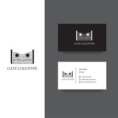 Company logo with gate illustration and business card template
