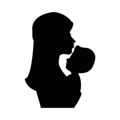 Mom with baby silhouette icon vector illustration graphic design