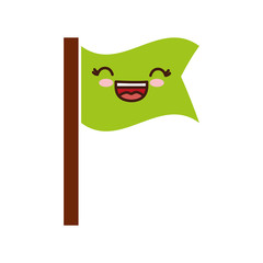 kawaii flag icon over white background vector illustration